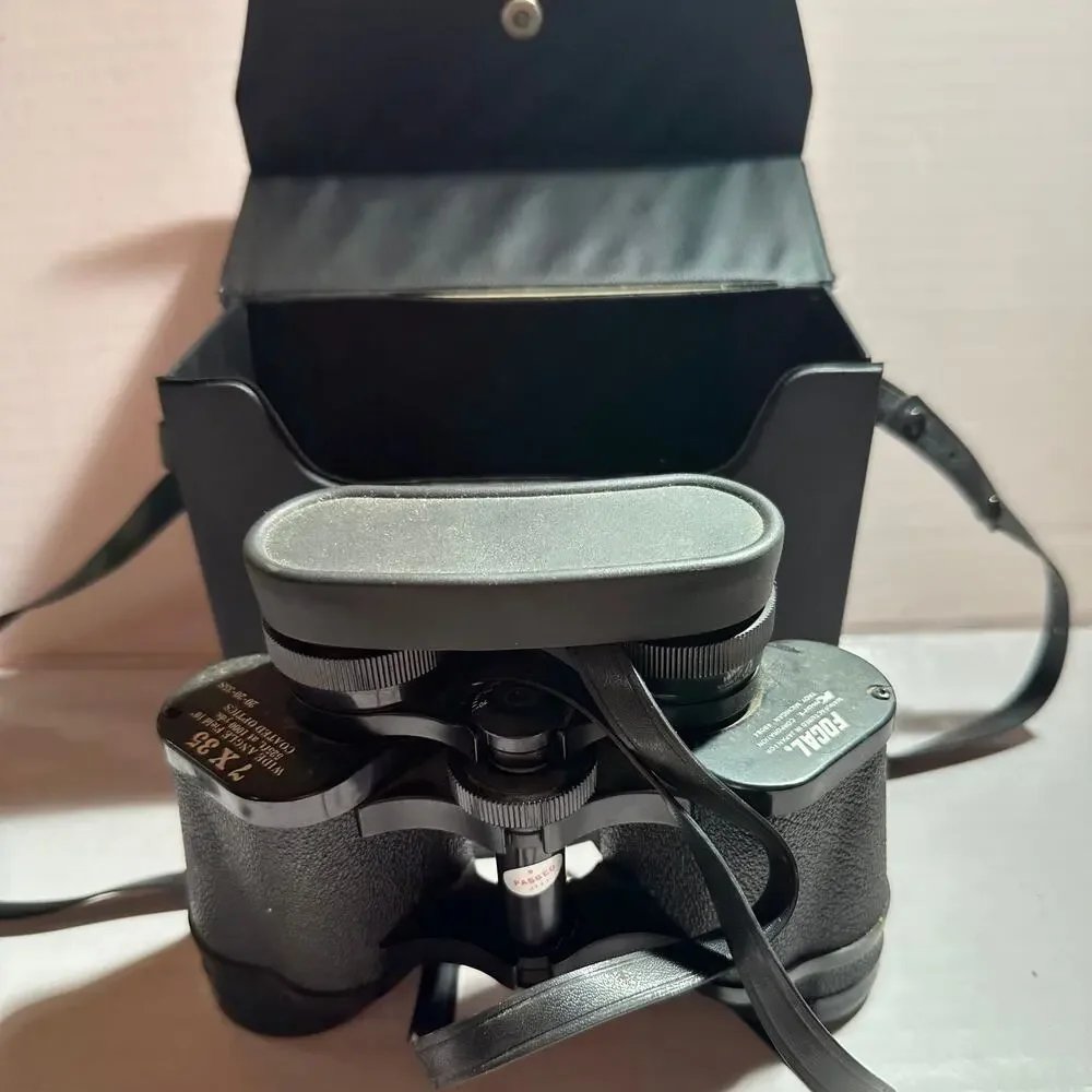 Focal 7x35 Binoculars Coated Optics 525' 1000Y Case Manual Lens Cloth Vintage